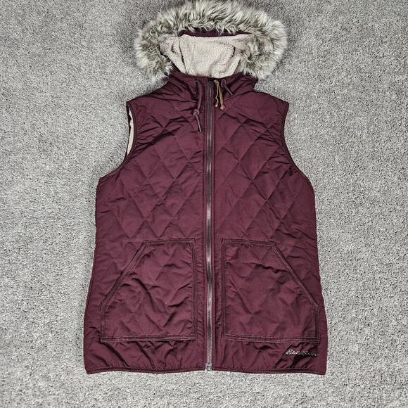 Eddie Bauer Jackets & Blazers - Eddie Bauer Sherpa Lined Vest Womens Medium Maroon Gorpcore Outdoors